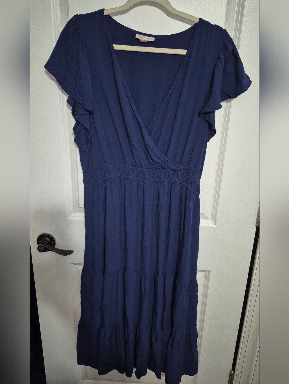 Women's Navy Blue Wrap Midi Dress